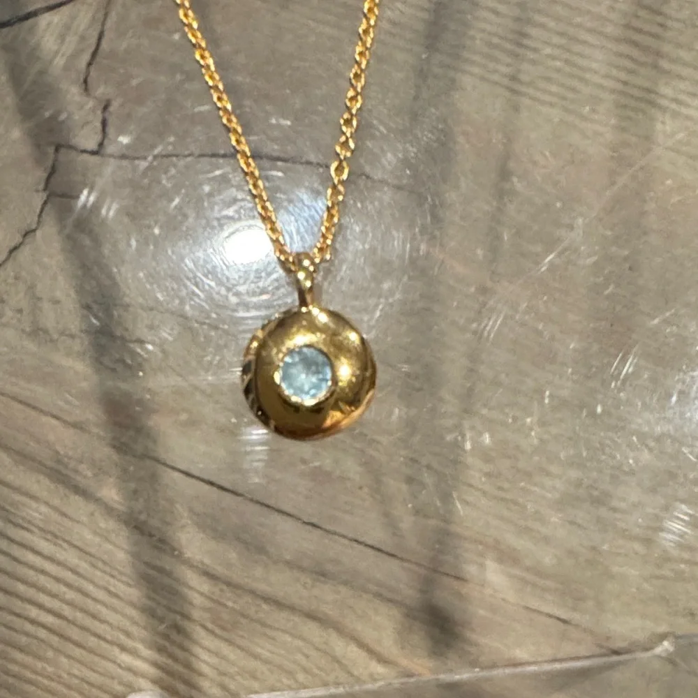MONICA VINADER 18k Gold Vermeil Aquamarine Gemstone Necklace Pendant - Picture 4 of 7